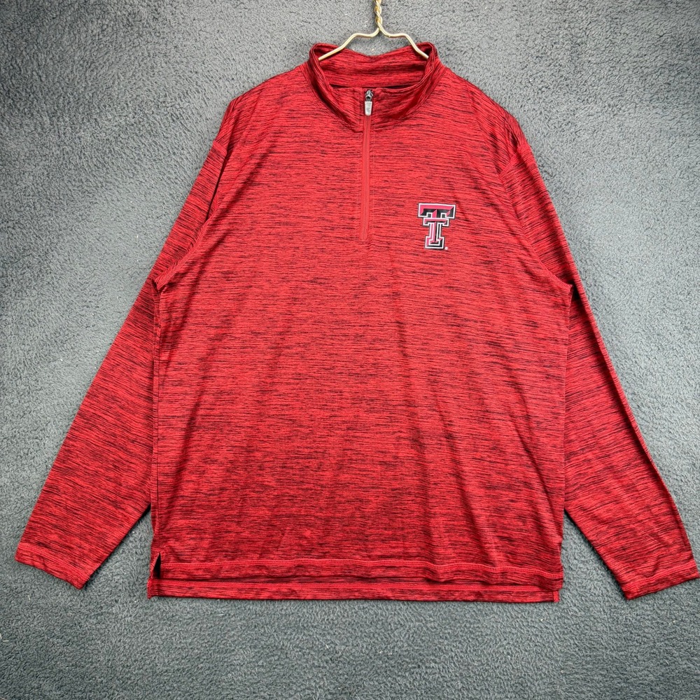 Top of the World Texas Tech Red Raiders Mens XL 1/4 Zip Pullover Red Space Dye